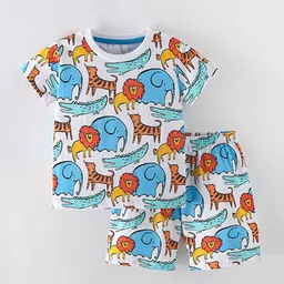 Xsole Boys Printed Round Neck T-Shirt With Shorts-picture-15