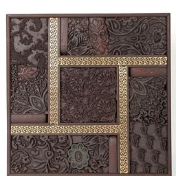 Exotic India Brown & Gold toned Textured Wooden Framed Wall Decor Hangings-picture-21