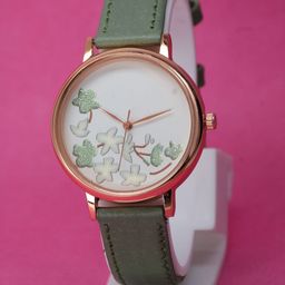VIRAKTI Women Brass Printed Dial & Leather Straps Analogue Watch G-02-GREEN-P-image-90