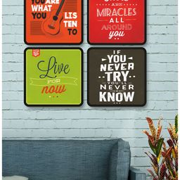 Livin'luxe Green & Red Set of 4 Piece MDF Other Wall Paintings-picture-39