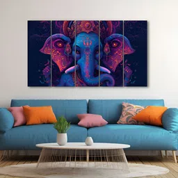 The Castle Decor Blue & Purple 5 Piece Wood Other Wall Paintings-image-81