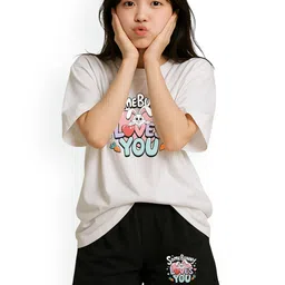 My Swag Women Cotton Oversized T-Shirt and Shorts Co-Ord Set-picture-38