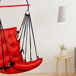 Swingzy Red & Black Cotton Rectangle-Shaped Hammock Swing Chair-26