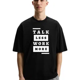 Fashnobic Men Typography Printed Round Neck Cotton Oversized T-shirt-image-23