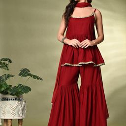 Sangria A-Line Kurta With Sharara & Dupatta-picture-5