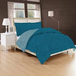 Doristyle Blue 250 GSM Checked Microfiber Double Bed Comforter-picture-27