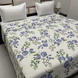 Pure Decor White & Blue Floral AC Room 210 GSM Double Bed Comforter-image-48