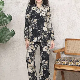 Claura Floral Printed Shirt Collar Neck Tunic With Trousers Co-Ords-picture-10