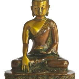 Exotic India Double Chola Gold-Toned & Brown Buddha Brass Idol Showpiece-image-16