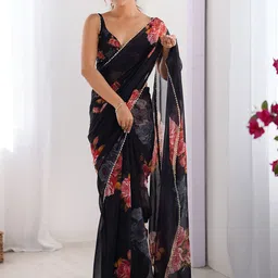 Kalista Floral Printed Pure Chiffon Saree with Blouse Piece-53