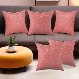 Myntra Elegant Homes Maroon & Brown 5 Pieces Floral Velvet Square Cushion Covers-47