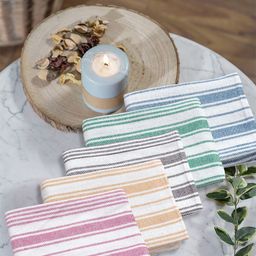 FABINALIV Set Of 5 Pink & White Striped 300 GSM Cotton Hand Towels-3