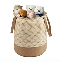 Kuber Industries Cream Checked Reusable Multiutility Organiser-44