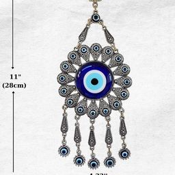 BLUE BEADS Metal Feng Shui Evil Eye Wall & Door Hanging-picture-1