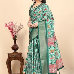 J 6 DESIGNER Ethnic Motifs Woven Design Zari Saree-picture-14