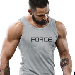 3Colors Scoop Neck Innerwear Gym Vest VEST-NCUT-FORCE-GREY_M-image-4