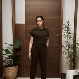 ELEVEN.O.ONE Round Neck Short Sleeve Top And Trousers-image-58