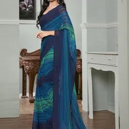 VRAGI Striped Pure Chiffon Saree-picture-5