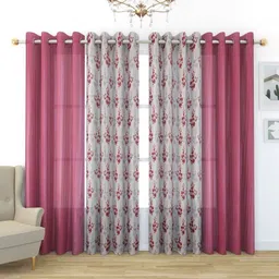 Galaxy Home Decor Pink Set of 4 Sheer Window Curtain-image-55