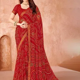 Reboot Fashions Bandhani Printed Embroidered Pure Chiffon Bandhani Saree-picture-55