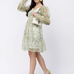 Fabway Clothing Floral Print Puff Sleeve Fit & Flare Dress-picture-47