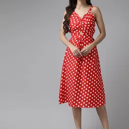 BAESD Women Polka Dot Printed Empire Knee Length Dress-image-44
