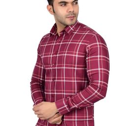 Heed Attentive Men Standard Fit Spread Collar Tartan Checked Cotton Casual Shirt-image-78