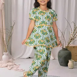 Cutiekins Girls Floral Printed A-Line Kurta with Dhoti Pants-picture-21