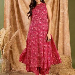 InWeave Women Ethnic Motifs Printed A-Line Kurta with Palazzo-image-49