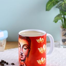 PENTADECO Red & White Printed Ceramic Glossy Tea and Coffee Mug image 1