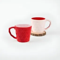 Storepedia Maroon & White Handcrafted Textured Ceramic Matte Cups Set of Cups and Mugs-image-76