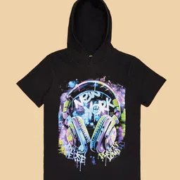 Pantaloons Junior Boys Graphic Printed Hood Cotton T-shirt-image-39