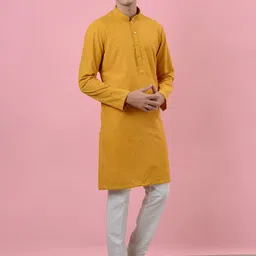 azania Men Ethnic Motifs Embroidered Regular Thread Work Kurta with Pyjamas image 3