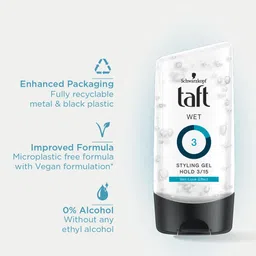 Schwarzkopf Taft Wet Hair Styling Gel with 24-hour Wet Look Effect & Active Hold 3 image 5