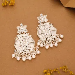 Anouk Silver-Plated Artificial Beads Beaded Contemporary Shaped Jhumkas-60