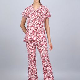 CLINT Paisley Printed Shirt Collar Top With Trousers Co-Ords Set-image-97