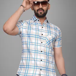 Metronaut Men Spread Collar Checked Cotton Casual Shirt-image-20