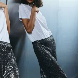 H&M Sequined Midi Skirt-image-3