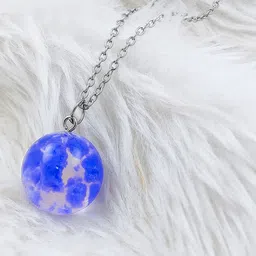 Saizen Silver-Plated Stainless Steel Cloud Resin Ball Pendants with Chains-image-24