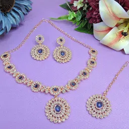 VATSALYA creation Rose Gold-Plated Artificial Stones Alloy Jewellery Set-image-79