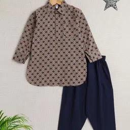 The Magic Wand Boys Geometric Printed Pure Cotton Kurta with Pyjamas-52