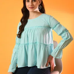 Metronaut Women Puff Sleeves Tiered Top-image-91