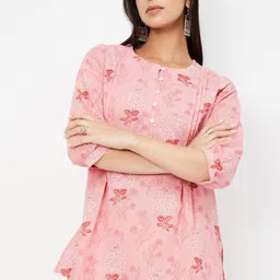 max Floral Printed Three-Quarter Puffed Sleeves Kurti-27