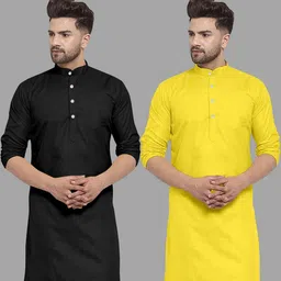 VS MALL Men Yellow Kurtas-image-90
