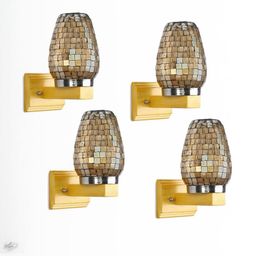 Somil Premium Designer Glass Wall / Night Lamp Elegant & Stylish Dcor Accent for Modern Interiors, color- Black, Golden Size- 18.5 X 28 X 26 CM-image-53