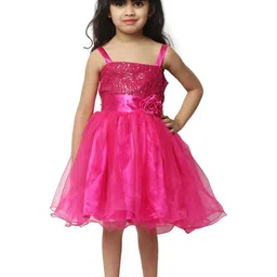 Shahina Fashion Girls Embellished Shoulder Straps Corsage Detail Fit and Flare Dresses-image-38