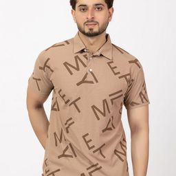BUFFARO Typography Printed Polo Collar Cotton T-shirt-image-53
