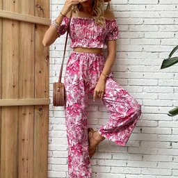 Outzidr Floral Printed Top & Trousers Co-Ords-image-14