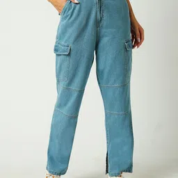 Kraus Jeans Women Solid low-Rise Relaxed Fit Cargos Trousers-image-36