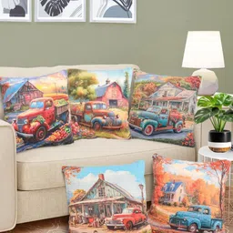 FABINALIV 5 Pieces Blue Abstract Velvet Square Cushion Covers-image-63